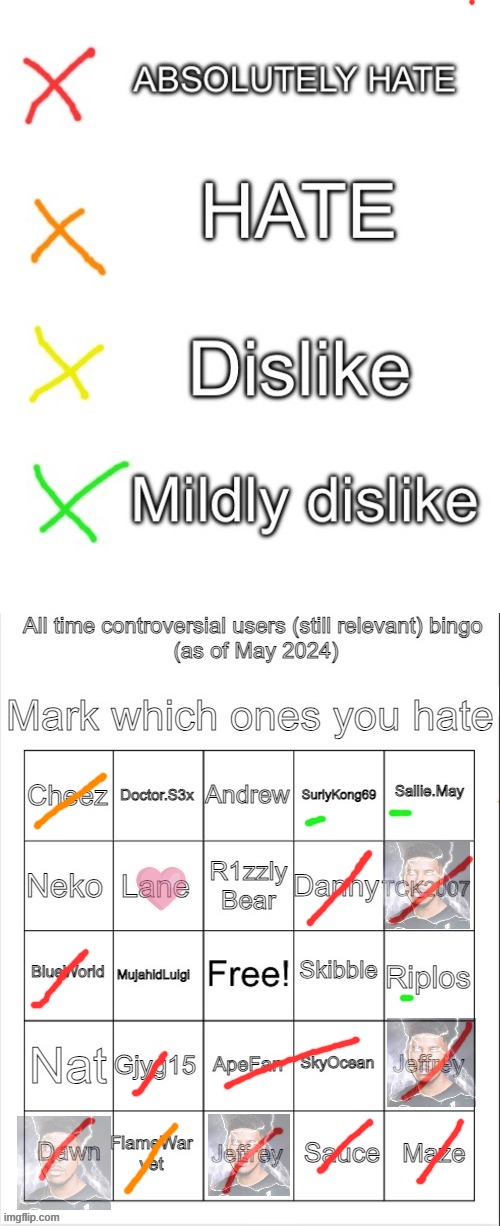 Controversial user bingo May 2024 with color | 🩷 | image tagged in controversial user bingo may 2024 with color | made w/ Imgflip meme maker