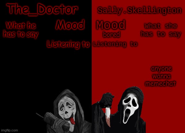 Doctor and sally | bored; anyone wanna memechat | image tagged in doctor and sally | made w/ Imgflip meme maker