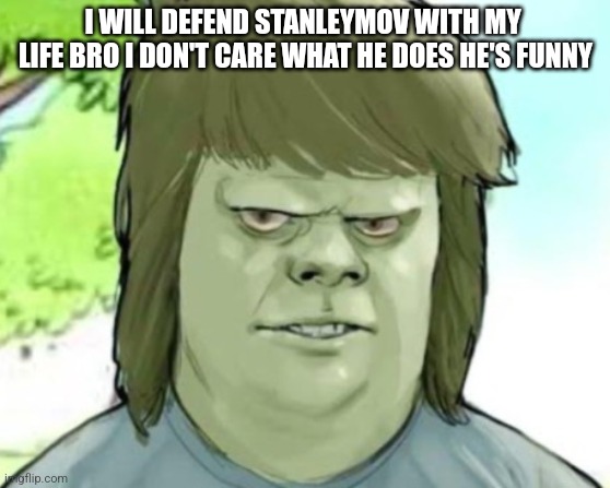 My mom | I WILL DEFEND STANLEYMOV WITH MY  LIFE BRO I DON'T CARE WHAT HE DOES HE'S FUNNY | image tagged in my mom | made w/ Imgflip meme maker