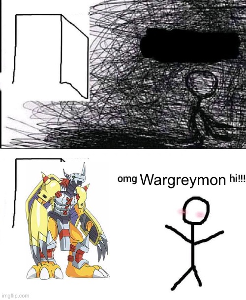OMG hi | Wargreymon | image tagged in omg hi | made w/ Imgflip meme maker