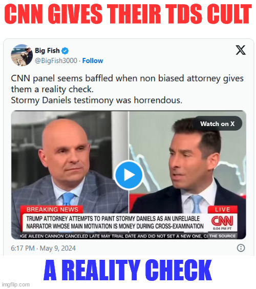 Reality check... | CNN GIVES THEIR TDS CULT; A REALITY CHECK | image tagged in cnn,reality check,stormy sucked | made w/ Imgflip meme maker