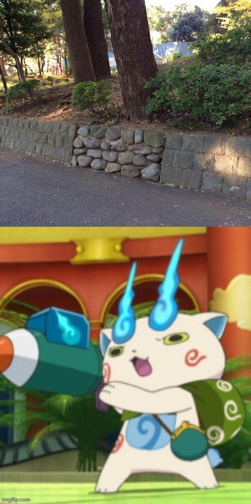 Time to blow that secret wall! | image tagged in komasan with a rocket launcher,funny,secret,wall,video games | made w/ Imgflip meme maker