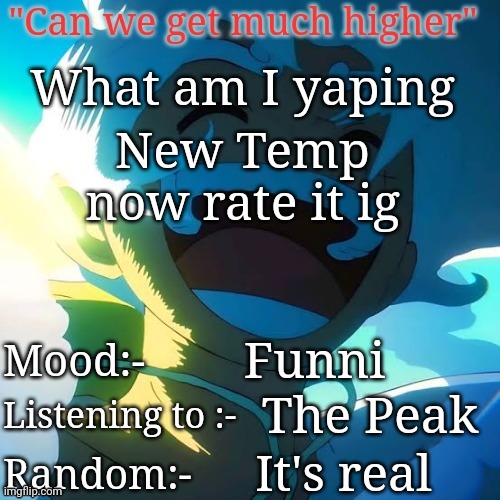 New Temp now rate it ig; Funni; The Peak; It's real | image tagged in the peak | made w/ Imgflip meme maker