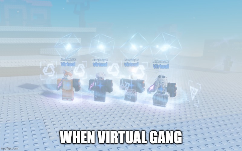 virtual gang | WHEN VIRTUAL GANG | image tagged in sols rng | made w/ Imgflip meme maker
