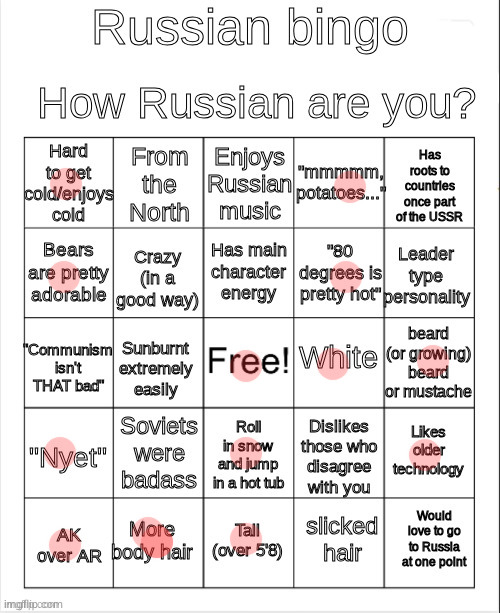 Not quite Russian | image tagged in russian bingo | made w/ Imgflip meme maker