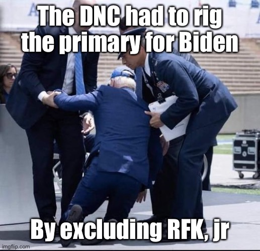 Biden Sandbag | The DNC had to rig the primary for Biden By excluding RFK, jr | image tagged in biden sandbag | made w/ Imgflip meme maker