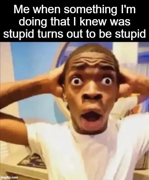. | Me when something I'm doing that I knew was stupid turns out to be stupid | image tagged in flight reacts | made w/ Imgflip meme maker