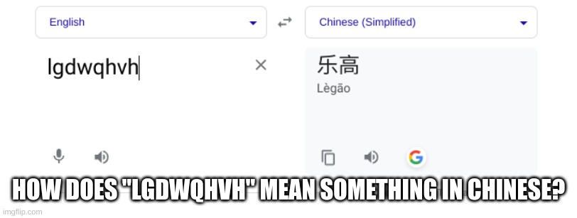 err | HOW DOES "LGDWQHVH" MEAN SOMETHING IN CHINESE? | image tagged in google translate,translate,google,china,chinese,gibberish | made w/ Imgflip meme maker