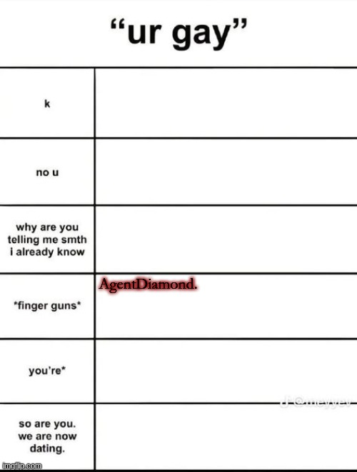 e | AgentDiamond. | image tagged in ur gay thingy | made w/ Imgflip meme maker