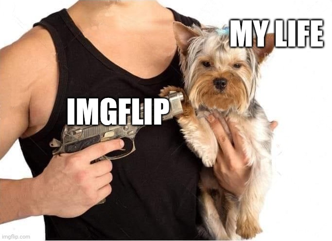Ruined my life, im addicted to it | MY LIFE; IMGFLIP | image tagged in dog hostage,imgflip,sad but true,depression,suicide,teen | made w/ Imgflip meme maker