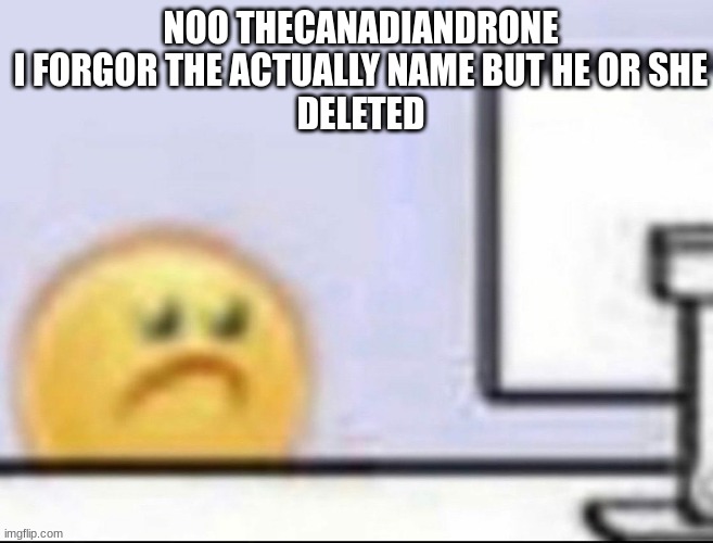 NOOOOOO | NOO THECANADIANDRONE I FORGOR THE ACTUALLY NAME BUT HE OR SHE
DELETED | image tagged in zad | made w/ Imgflip meme maker