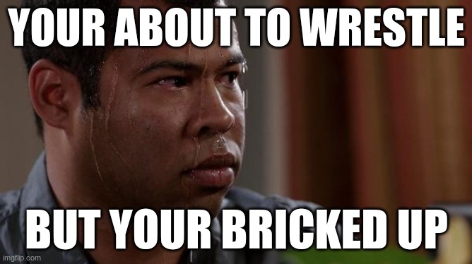 Zen...... | YOUR ABOUT TO WRESTLE; BUT YOUR BRICKED UP | image tagged in sweating bullets | made w/ Imgflip meme maker