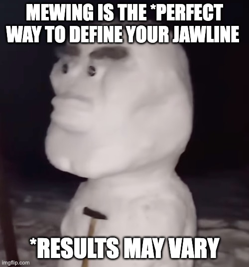 Mewing gone wrong... | MEWING IS THE *PERFECT WAY TO DEFINE YOUR JAWLINE; *RESULTS MAY VARY | image tagged in mewing | made w/ Imgflip meme maker