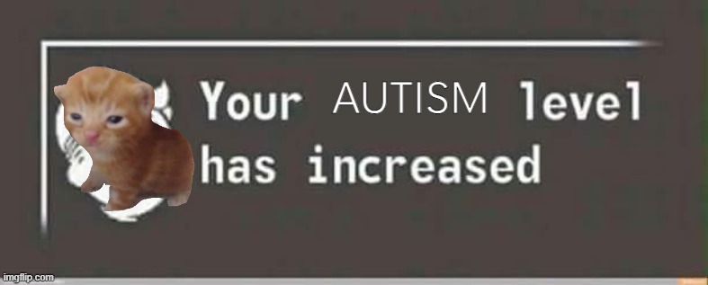 Your level has increased | AUTISM | image tagged in your level has increased,autism | made w/ Imgflip meme maker