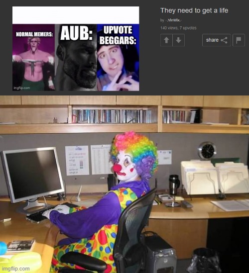 So this is what an average anti upvote stream post looks like | image tagged in clown computer | made w/ Imgflip meme maker