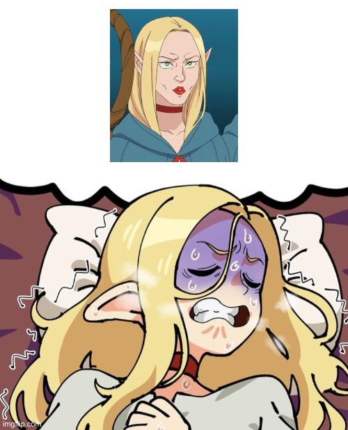 Marcille having a nightmare ( Delicious in Dungeon ) | image tagged in marcille having a nightmare delicious in dungeon,memes,shitpost,lol,animeme,anime meme | made w/ Imgflip meme maker