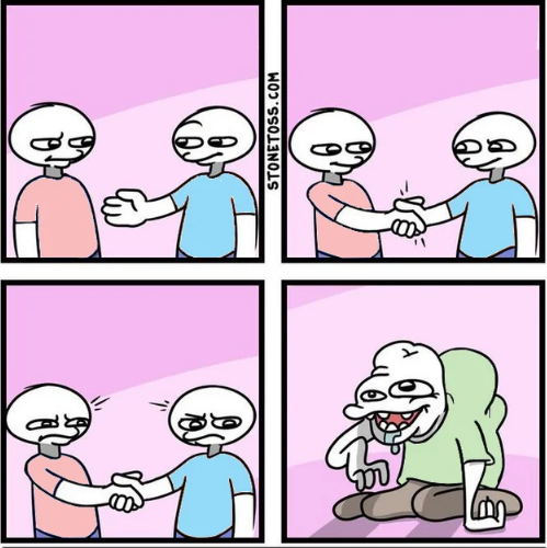 High Quality Handshake and a weird dude Blank Meme Template