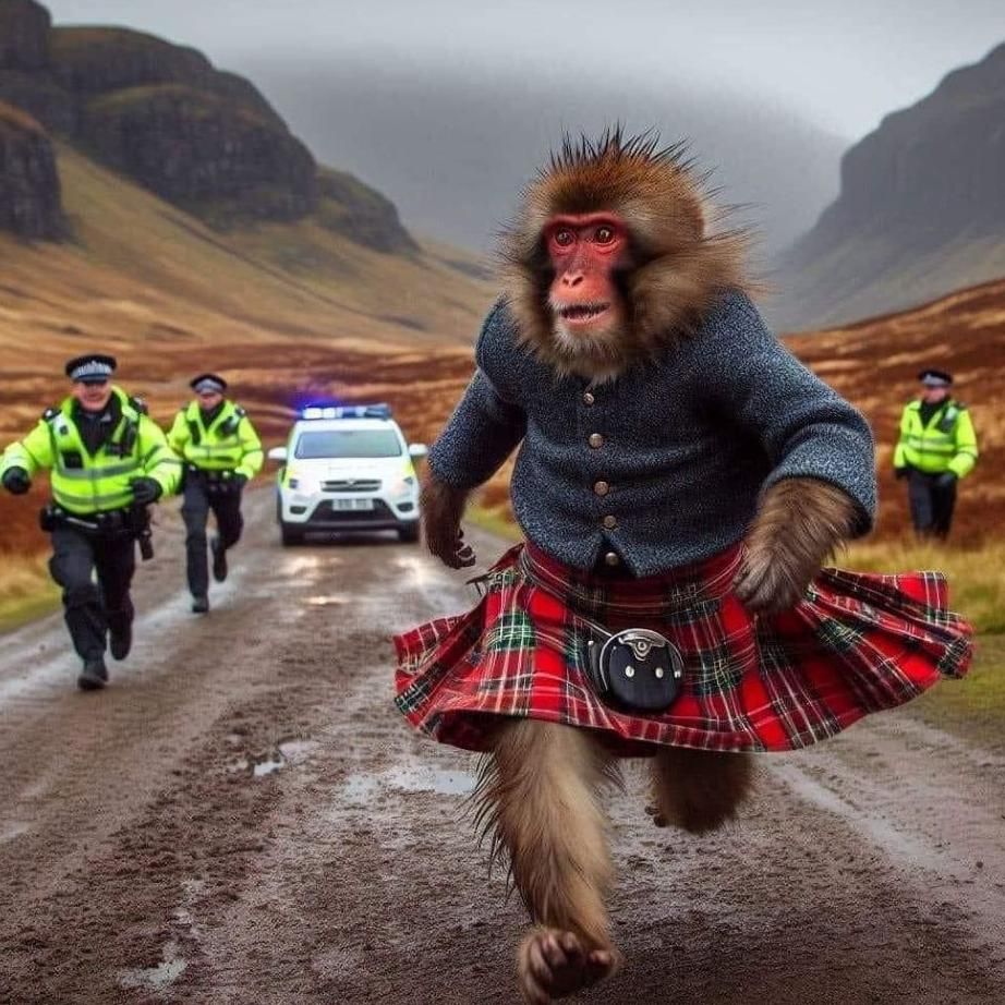 Monkey being chased by police Blank Meme Template