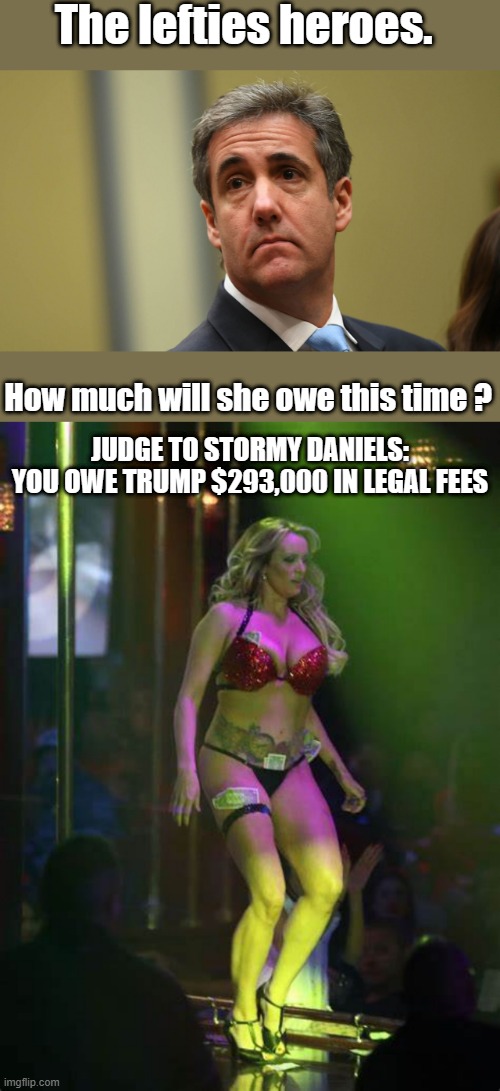 NOW you see what dems really are. | The lefties heroes. How much will she owe this time ? JUDGE TO STORMY DANIELS: YOU OWE TRUMP $293,000 IN LEGAL FEES | image tagged in democrats,criminals,government corruption | made w/ Imgflip meme maker