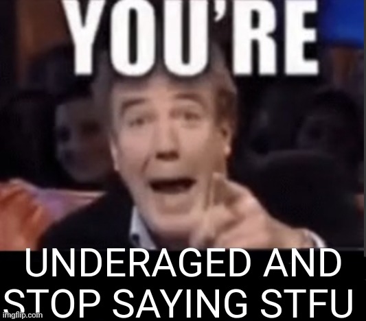 You're X (Blank) | UNDERAGED AND STOP SAYING STFU | image tagged in you're x blank | made w/ Imgflip meme maker
