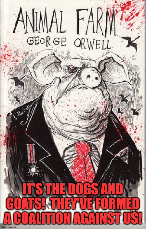 Napoleon Noem | IT'S THE DOGS AND GOATS!  THEY'VE FORMED A COALITION AGAINST US! | image tagged in napoleon noem | made w/ Imgflip meme maker