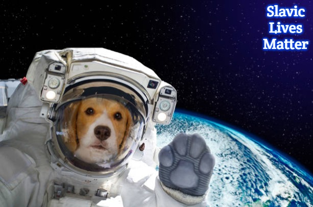 Dog astronaut in space | Slavic Lives Matter | image tagged in dog astronaut in space,slavic | made w/ Imgflip meme maker