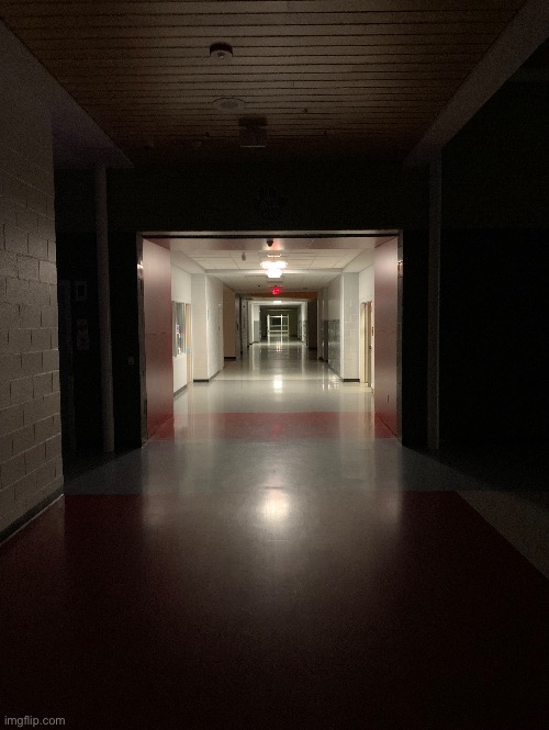 My school at 11:24 pm | image tagged in school,scary,backrooms | made w/ Imgflip meme maker