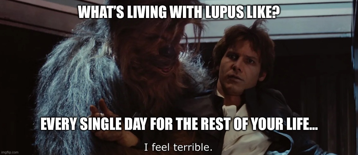 The Lupus Strikes Back | WHAT’S LIVING WITH LUPUS LIKE? EVERY SINGLE DAY FOR THE REST OF YOUR LIFE… | image tagged in illness,sick,sickness,disease,han solo | made w/ Imgflip meme maker