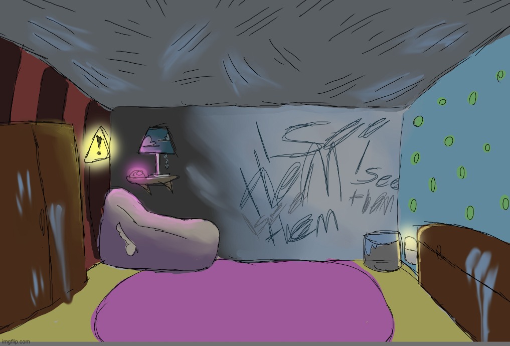 tadc nuggets room yay, she's super scared of the dark bc of her vision :3 | made w/ Imgflip meme maker
