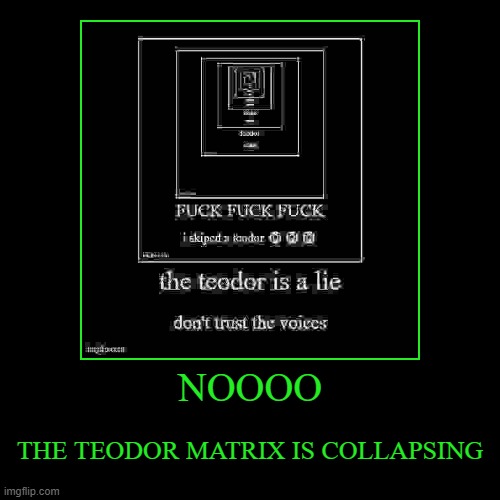 NOOOO | THE TEODOR MATRIX IS COLLAPSING | image tagged in funny,demotivationals | made w/ Imgflip demotivational maker