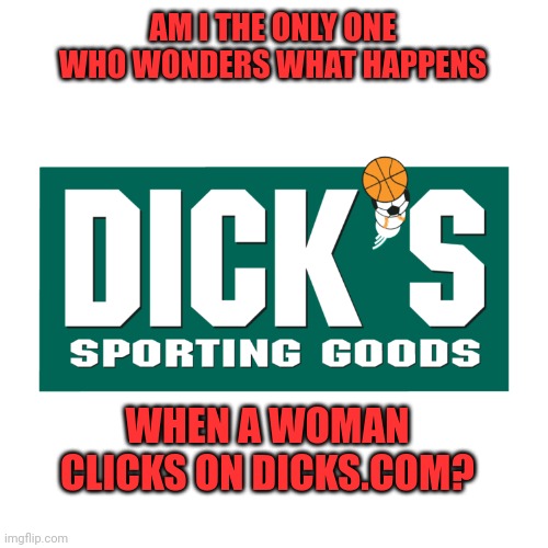 AM I THE ONLY ONE WHO WONDERS WHAT HAPPENS; WHEN A WOMAN CLICKS ON DICKS.COM? | made w/ Imgflip meme maker