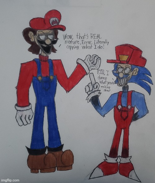 Two rivals in disguise | image tagged in rivalry,drawing | made w/ Imgflip meme maker