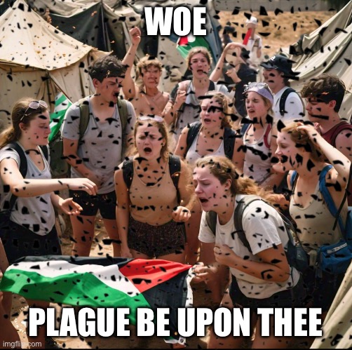 Woe, plague be upon thee. Plague of brood x | WOE; PLAGUE BE UPON THEE | image tagged in bible,plague,palestine,morons,white people,cicada | made w/ Imgflip meme maker
