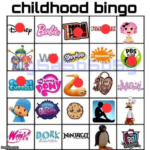 Childhood bingo | image tagged in childhood bingo | made w/ Imgflip meme maker