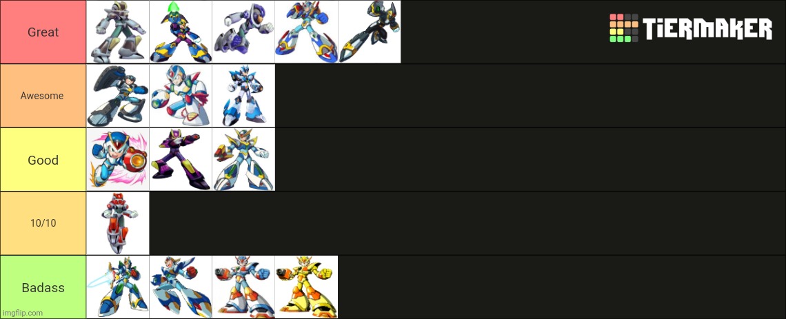 MegaMan X armor tier list | image tagged in armors,tier list,capcom,yes,and that's a fact,megaman x | made w/ Imgflip meme maker