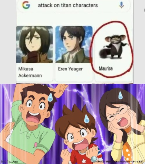 Wait a minute! Why is Maurice here in Attack on Titan?! | image tagged in attack on titan,google,madagascar | made w/ Imgflip meme maker