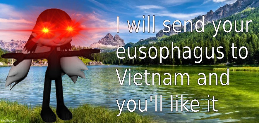 I will send your eusophagus to Vietnam and you'll like it | image tagged in i will send your eusophagus to vietnam and you'll like it | made w/ Imgflip meme maker