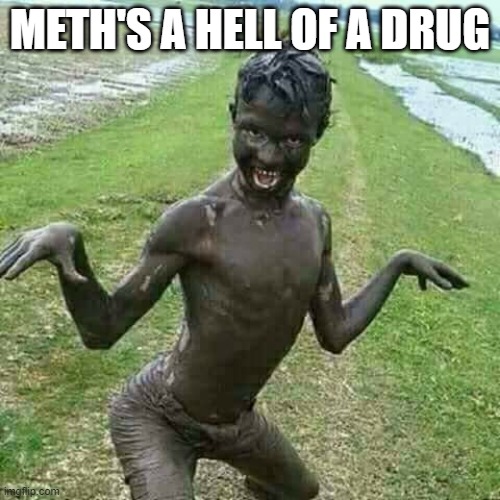 Don't Do Meth | METH'S A HELL OF A DRUG | image tagged in cursed image | made w/ Imgflip meme maker