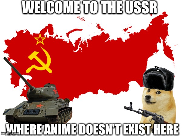 Yes, the Soviet Army will annihilate Anime and Fnia | WELCOME TO THE USSR; WHERE ANIME DOESN'T EXIST HERE | image tagged in ussr | made w/ Imgflip meme maker