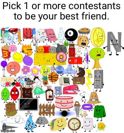 Pick 1 or more contestants to be your best friend. | made w/ Imgflip meme maker