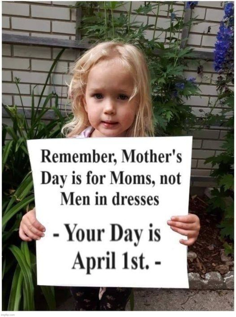 Remember, Mother's Day is for Moms; not Men in dresses. | image tagged in mothers day,moms,cross dressers,tired of hearing about transgenders,mother's day,happy mother's day | made w/ Imgflip meme maker