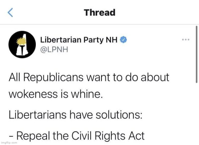 Fun fact, this is the OFFICIAL Twitter account of the LPNH and they're basically Republicans that don't vote Republican | made w/ Imgflip meme maker