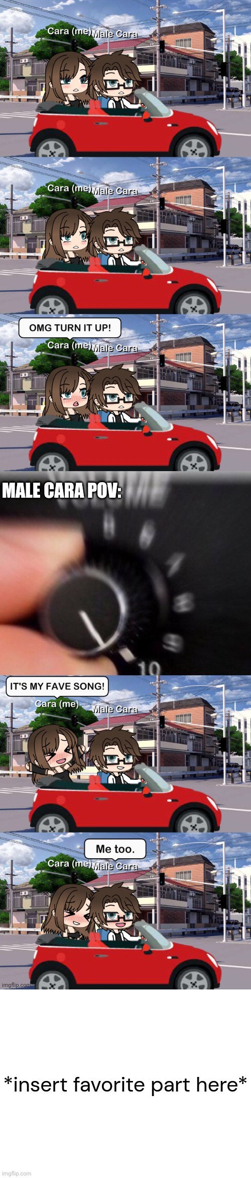 High Quality Male Cara and Cara when their favorite song comes on the radio Blank Meme Template