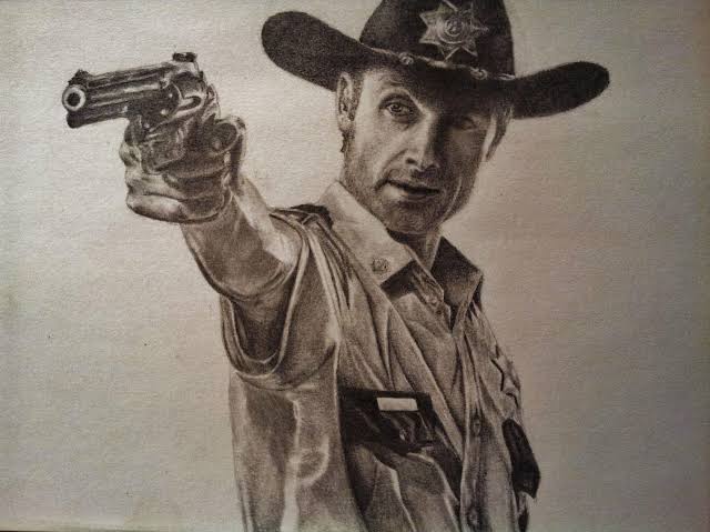 Rick Grimes drawn gun Blank Meme Template