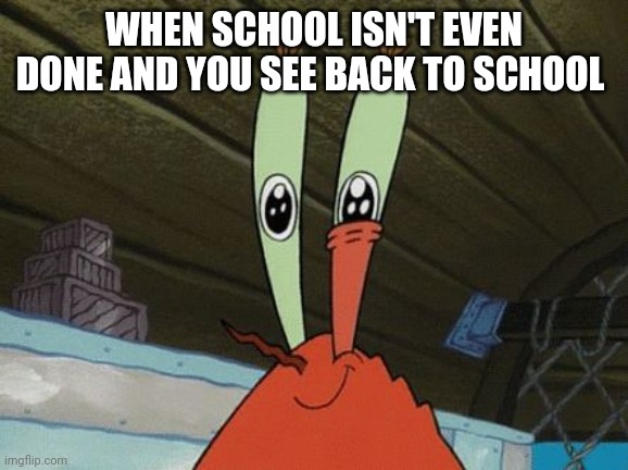 WHYYY | WHEN SCHOOL ISN'T EVEN DONE AND YOU SEE BACK TO SCHOOL | image tagged in eye twitch | made w/ Imgflip meme maker