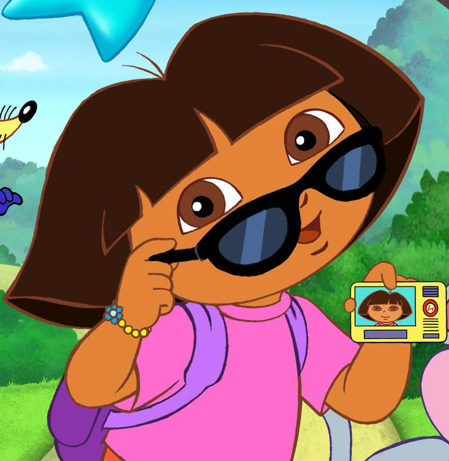 Dora in Cool Shades Blank Meme Template