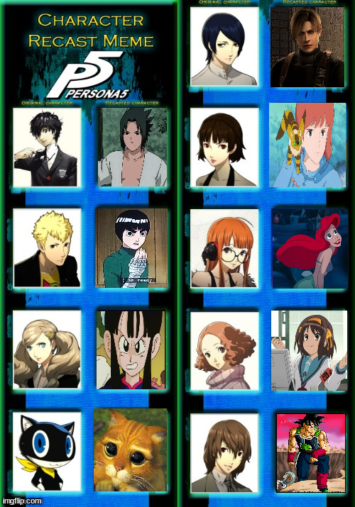 persona 5 cast meme | image tagged in persona 5 recast,persona 5,sega,forecast,gaming,movies | made w/ Imgflip meme maker