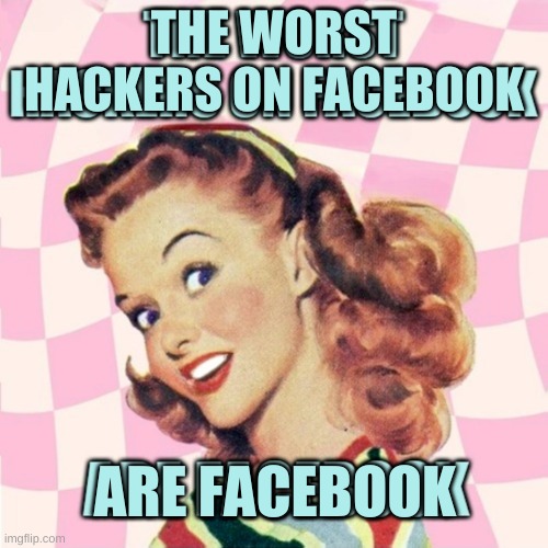 The worst hackers on facebook are facebook. | THE WORST HACKERS ON FACEBOOK; ARE FACEBOOK | image tagged in hackers,facebook,meta,criminals,kunts,what if i told you | made w/ Imgflip meme maker