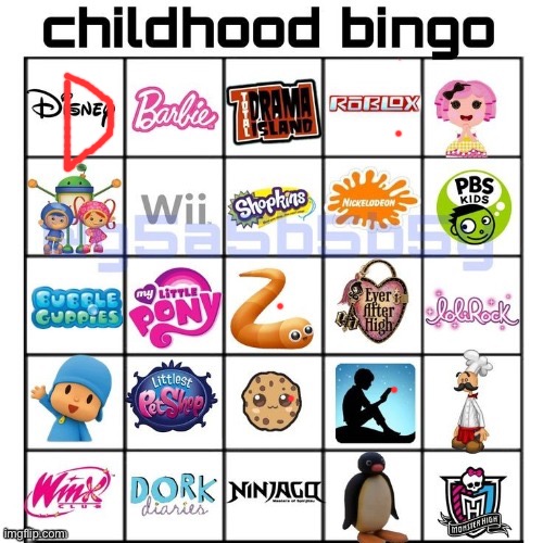 D means debatable | image tagged in childhood bingo | made w/ Imgflip meme maker