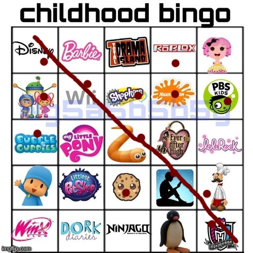 what tf is the top right corner | image tagged in childhood bingo | made w/ Imgflip meme maker